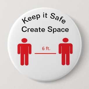 Badge Rond 10 Cm Rappelle à tout le monde la distanciation sociale