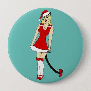 Badge Rond 10 Cm Red Christmas catgirl