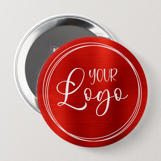 Badge Rond 10 Cm Red Foil Your Business Logo Énorme (Devant & derrière)