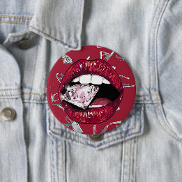 Badge Rond 10 Cm Red shattered glass and diamonds