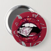 Badge Rond 10 Cm Red shattered glass and diamonds (Devant & derrière)