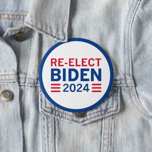 Badge Rond 10 Cm Réélire Biden 2024 (En situation)