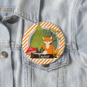 Badge Rond 10 Cm Renard des bois; bandes orange et blanches (En situation)