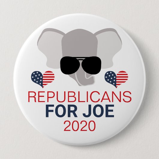 Badge Rond 10 Cm Républicains pour Joe 2020 Elephant (Devant)