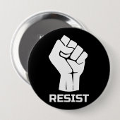 Badge Rond 10 Cm Résiste avec le poing - en blanc (Devant & derrière)