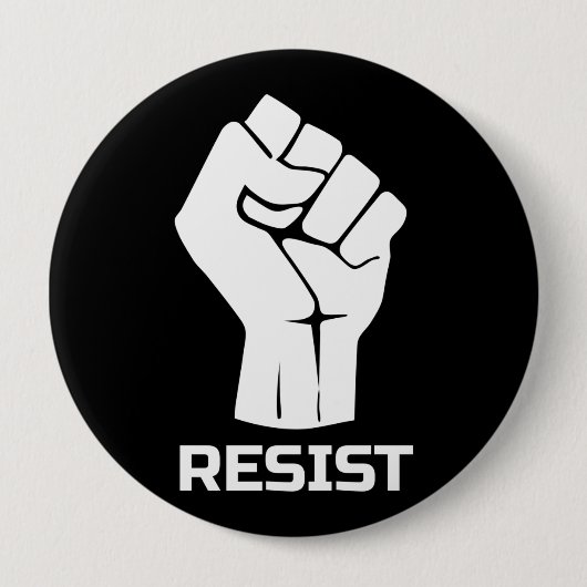 Badge Rond 10 Cm Résiste avec le poing - en blanc (Devant)