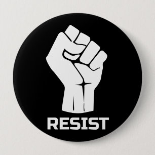 Badge Rond 10 Cm Résister avec le poing - en blanc