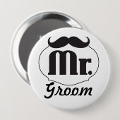 Badge Rond 10 Cm Retro Insigne Mariage M. Groom (Devant & derrière)