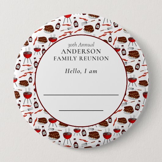 Badge Rond 10 Cm Réunion familiale Introduction Motif barbecue (Devant)
