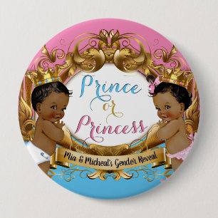 Badge Rond 10 Cm Révélation royale sur le genre du prince ou de la 