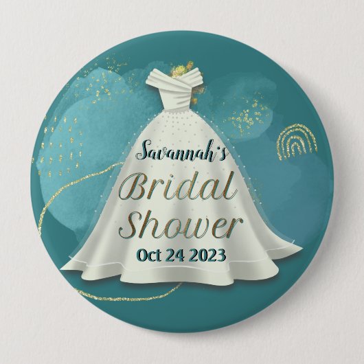 Badge Rond 10 Cm Robe de mariée de douche de mariée profond sarcell (Devant)