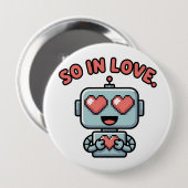 Badge Rond 10 Cm Robot Love, (Devant & derrière)