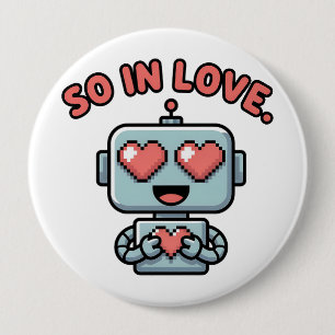 Badge Rond 10 Cm Robot Love,