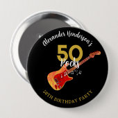 Badge Rond 10 Cm Rock and Roll 50e fête d'anniversaire (Devant & derrière)