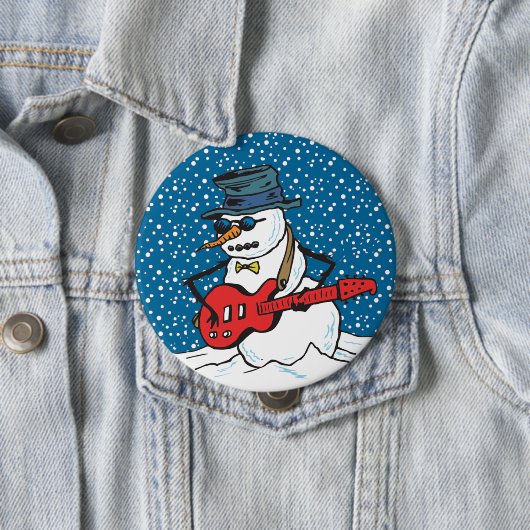 Badge Rond 10 Cm Rocking Snowman (En situation)