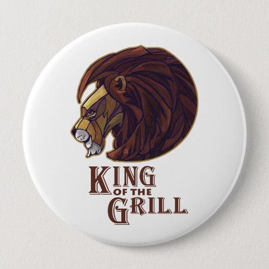 Badge Rond 10 Cm Roi du Grill (Devant)