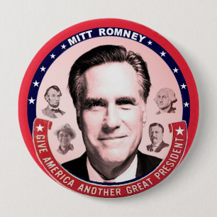 Badge Rond 10 Cm Romney et grands présidents