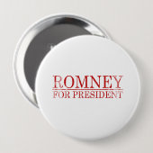 Badge Rond 10 Cm ROMNEY POUR LE PRÉSIDENT (Rouge) (Devant & derrière)