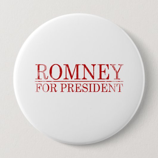 Badge Rond 10 Cm ROMNEY POUR LE PRÉSIDENT (Rouge) (Devant)