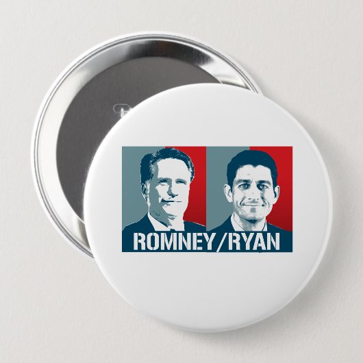 BADGE ROND 10 CM ROMNEY RYAN ART (Devant & derrière)