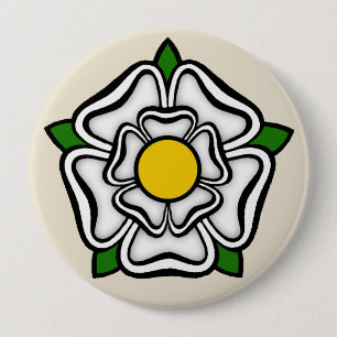 Badge Rond 10 Cm Rose blanche de York, Angleterre Emblème de Pourc