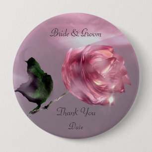 Badge Rond 10 Cm Rose Merci Favoriser le mariage