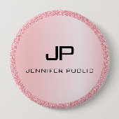 Badge Rond 10 Cm Rose personnalisé Parties scintillant or Look Mono (Devant)