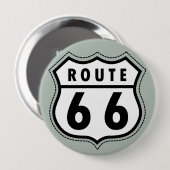 Badge Rond 10 Cm Route 66 Gris cendré (Devant & derrière)
