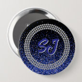Badge Rond 10 Cm Royale Glitz Rhinestone Monogram Button (Devant & derrière)