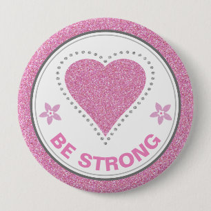 Badge Rond 10 Cm Ruban de sensibilisation au cancer du sein Cœur Fo