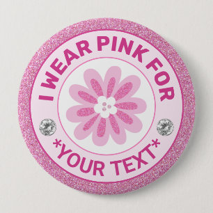 Badge Rond 10 Cm Ruban de sensibilisation au cancer du sein Je port
