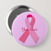 Badge Rond 10 Cm Ruban rose avec texte personnalisé (Devant & derrière)