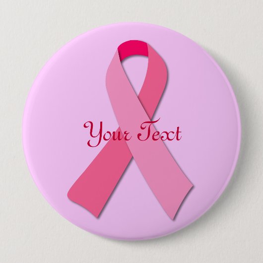 Badge Rond 10 Cm Ruban rose avec texte personnalisé (Devant)