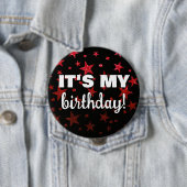 Badge Rond 10 Cm Ruby Red Parties scintillant Stars Confetti C'est (En situation)