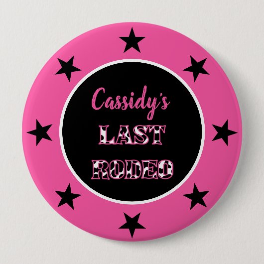 Badge Rond 10 Cm Sa Dernière soirée de bachelorette Rodeo Disco (Devant)
