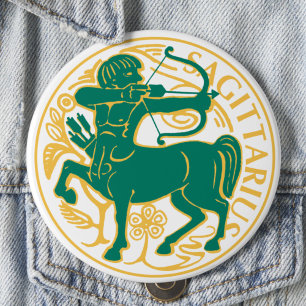Badge Rond 10 Cm Sagittaire Signe du Zodiaque sur un
