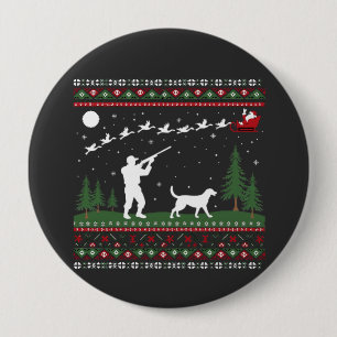 Badge Rond 10 Cm Saison de chasse à la crème de Noël moche Père Noë