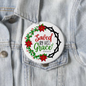 Badge Rond 10 Cm Sauvé par Sa Grace Christmas Wreath (En situation)