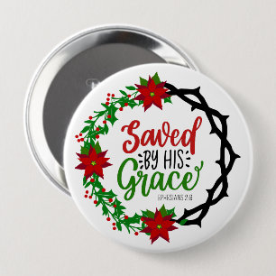 Badge Rond 10 Cm Sauvé par Sa Grace Christmas Wreath