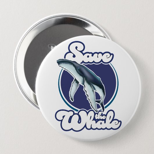 Badge Rond 10 Cm Sauver la baleine (Devant & derrière)