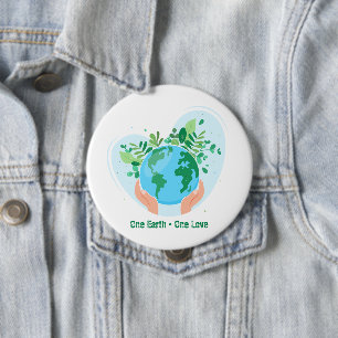 Badge Rond 10 Cm Sauvez la planète. Une Terre Un Amour