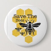 Badge Rond 10 Cm Sauvez les abeilles (Devant)