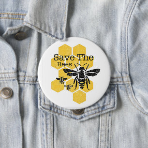 Badge Rond 10 Cm Sauvez les abeilles