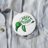 Badge Rond 10 Cm Sauvez nos océans Cute Turtle (En situation)