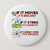 BADGE ROND 10 CM SCIENCE BIOLOGY CHIMIISTRY PHYSICS (Devant)