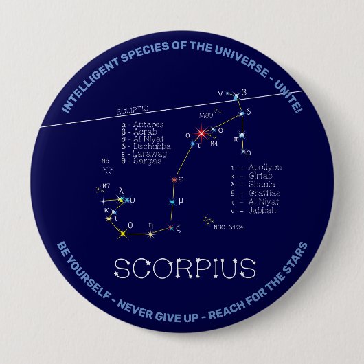 Badge Rond 10 Cm Scorpie Constellation Zodiaque (Devant)