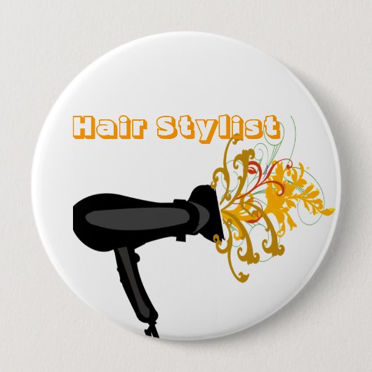 Badge Rond 10 Cm Sèche-cheveux adorable Fleurs florissantes (Devant)