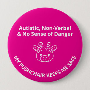 Badge Rond 10 Cm Sécurité personnalisée pour enfants autistes non v