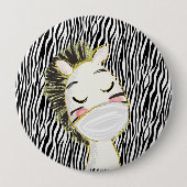 Badge Rond 10 Cm Sécurité Zebra Animal Coronavirus enfant (Devant)