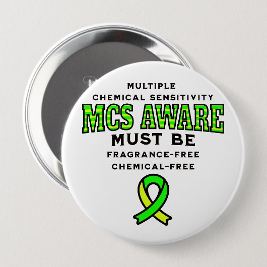 Badge Rond 10 Cm Sensibilisation aux MCS de sensibilité chimique mu (Devant & derrière)